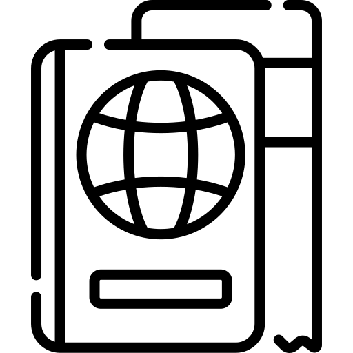 Passport guidance icon for travel and identity document support