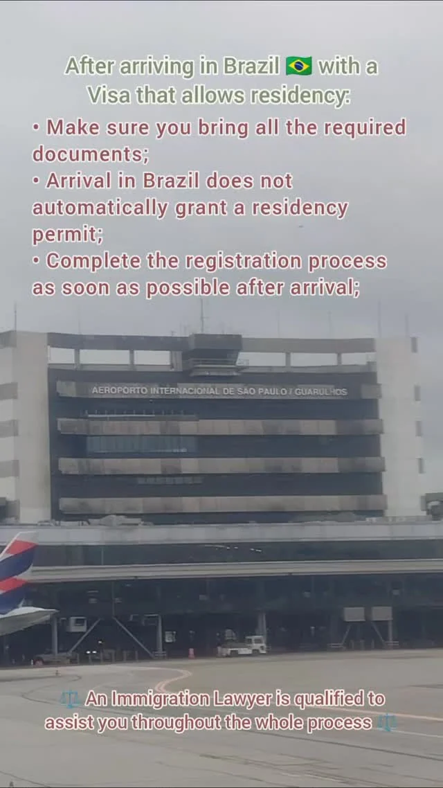 What to do after arriving in Brazil with a visa that allows residency | 