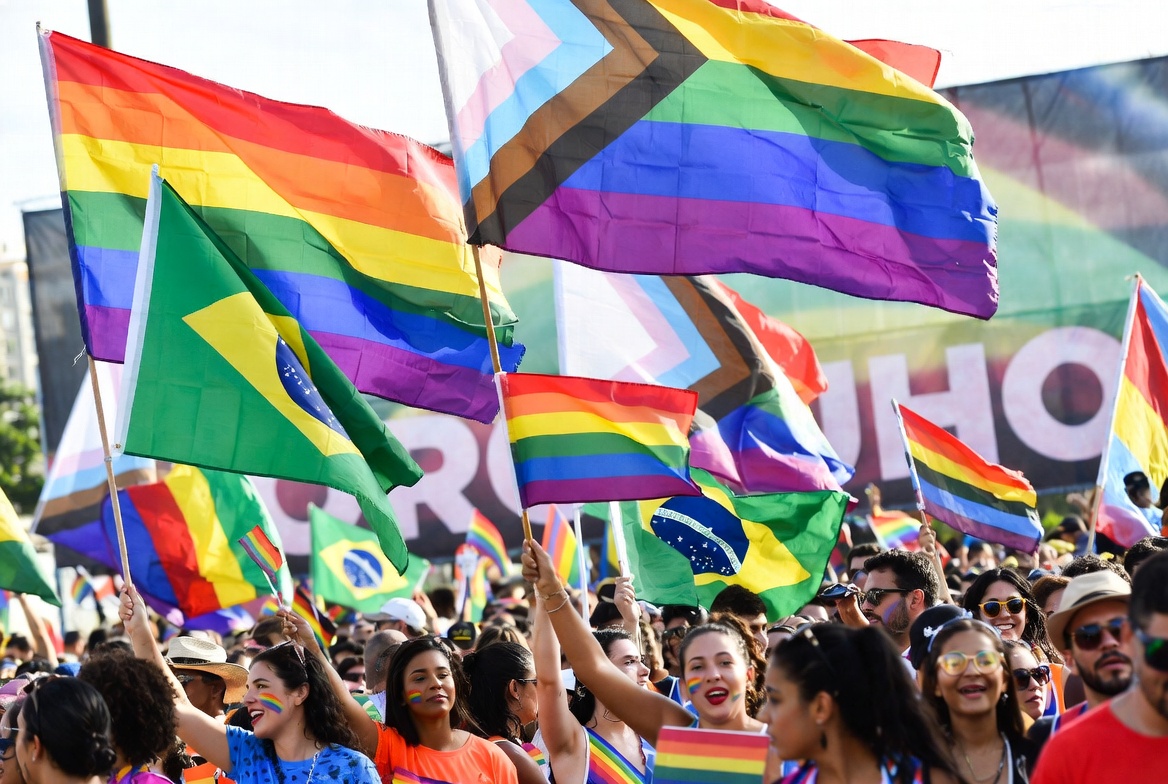 Colorful advocacy image for LGBTQ+ rights in Brazil