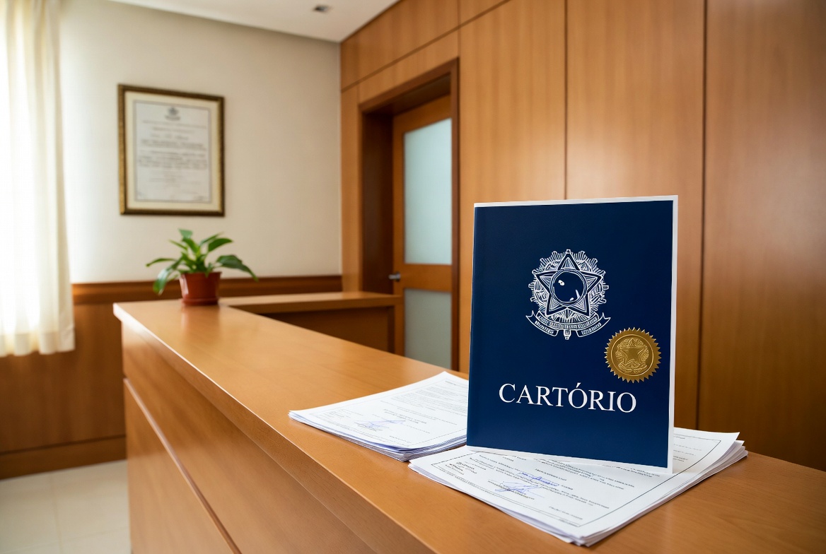 Descriptive image of notarization services in the Brazilian legal context